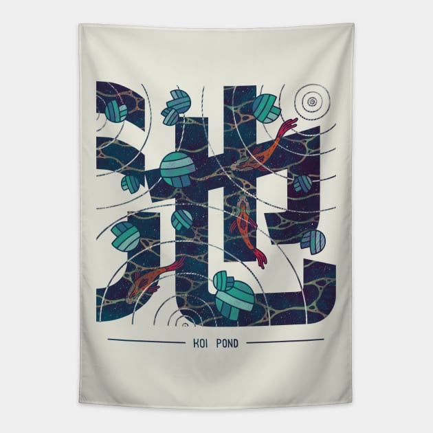 Koi Pond Kanji Tapestry by againstbound