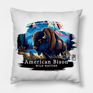 American Bison - WILD NATURE - BISON -8 Pillow