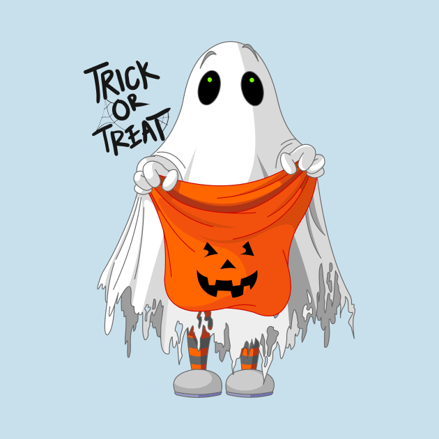 Trick or Treat Ghost Halloween T-Shirt by 404PNW