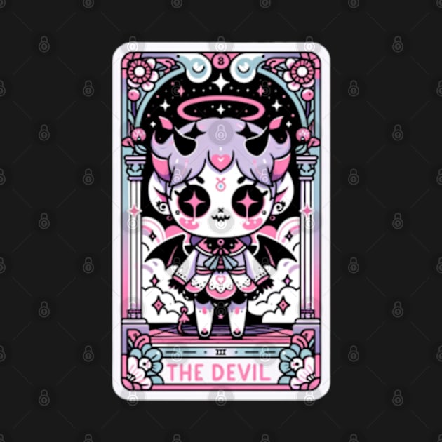 The Devil Tarot Card Kawaii Pastel Goth Occult Anime by Lavender Celeste