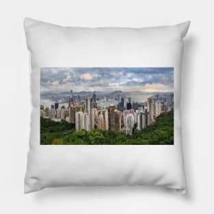 Victoria Peak Abstract Painting Pillow