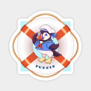 Puffin Sailor (Background & Text) Magnet