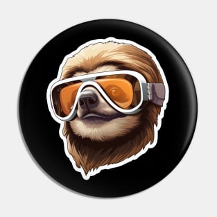 Sloth Wearing Ski Goggles Pin