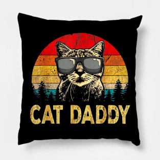 Mens Vintage Cat Daddy Funny Cat Lover Gift Cat Dad Fathers Pillow