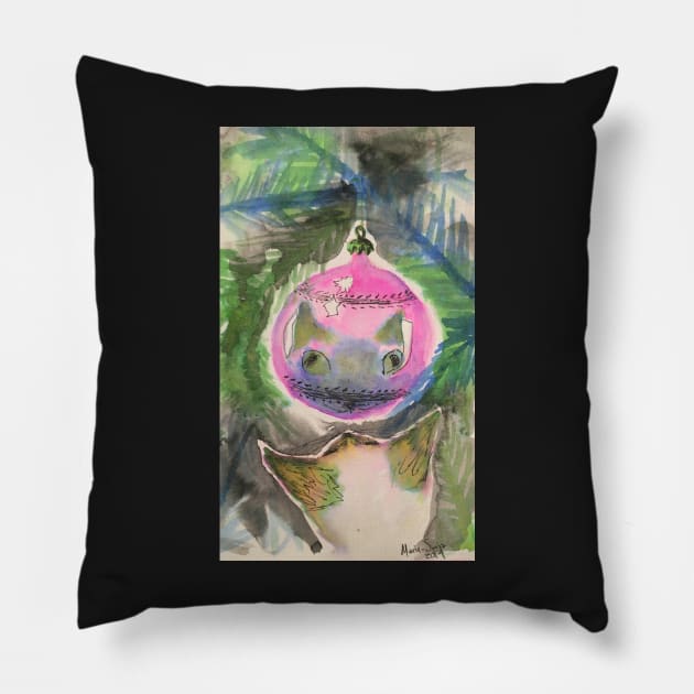 The Cat and the Ornament Pillow by artmarieso