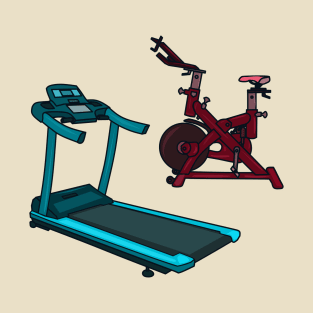 Treadmill & spinning bike cartoon illustration T-Shirt