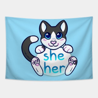 Kitty Pronouns - She/Her Tapestry