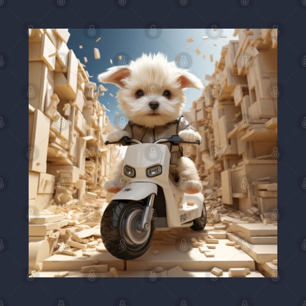 Motorcycle Racing Puppy by ProjectDogStudio