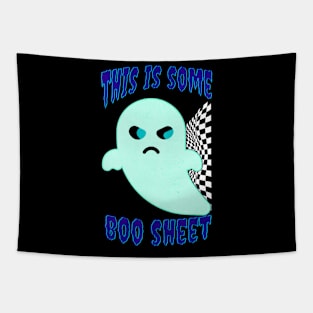 This Is Some Boo Sheet Funny Spooky Halloween Ghost Checkered Flag Tapestry