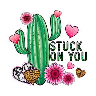 Stuck On You Valentine Cactus T-Shirt