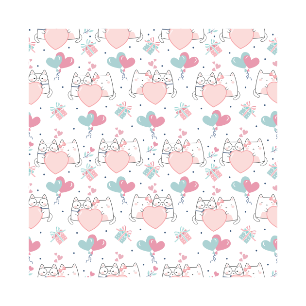 Cute Kawaii Cats with Hearts by jodotodesign