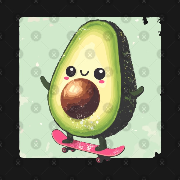 Cool funny avocado skateboarding by TomFrontierArt