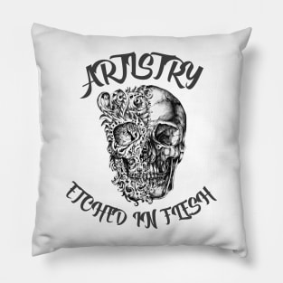 Artistry Etched in Flesh Tattoo Pillow