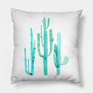 Three Pretty Watercolor Cacti Pillow