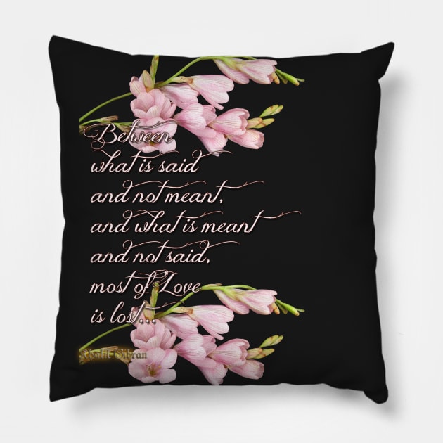 Between what is said and not meant, and what is meant and not said, most of Love is lost... Pillow by LanaBanana