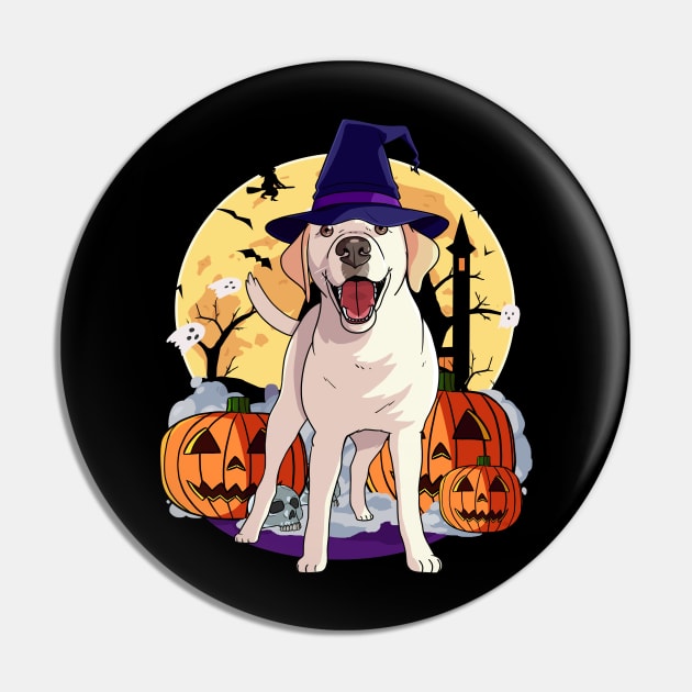 Yellow Labrador Witch Halloween Pumpkin Pin by Noseking