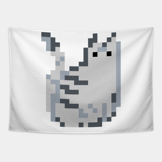 Cat Pixel Art - grey Tapestry by Uwaki