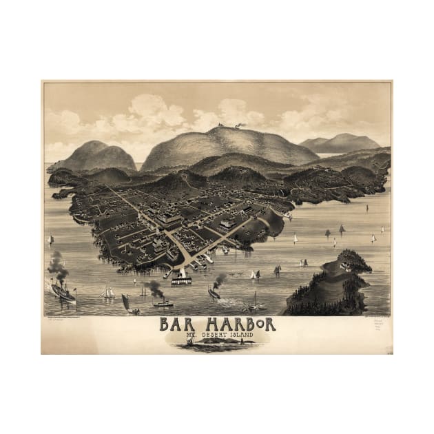 Vintage Pictorial Map of Bar Harbor (1886) by Bravuramedia