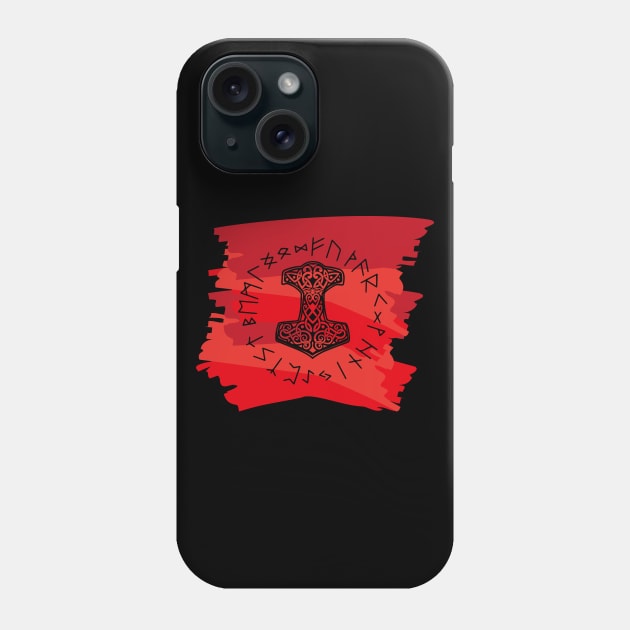 Vikings Norse Mythology Mjolnir and Runes Asatru Viking Gift Phone Case by vikki182@hotmail.co.uk