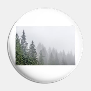 Fog Blanketed Evergreen Trees Pin