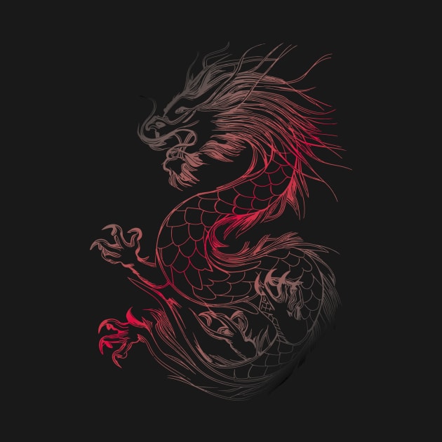 Red and black Chinese dragon by ArtMichalS