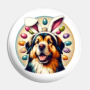 Hovawart Enjoys Easter with Bunny Ears and Vibrant Eggs Pin