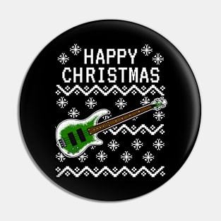 Bass Guitar Ugly Christmas Bassist Musician Pin