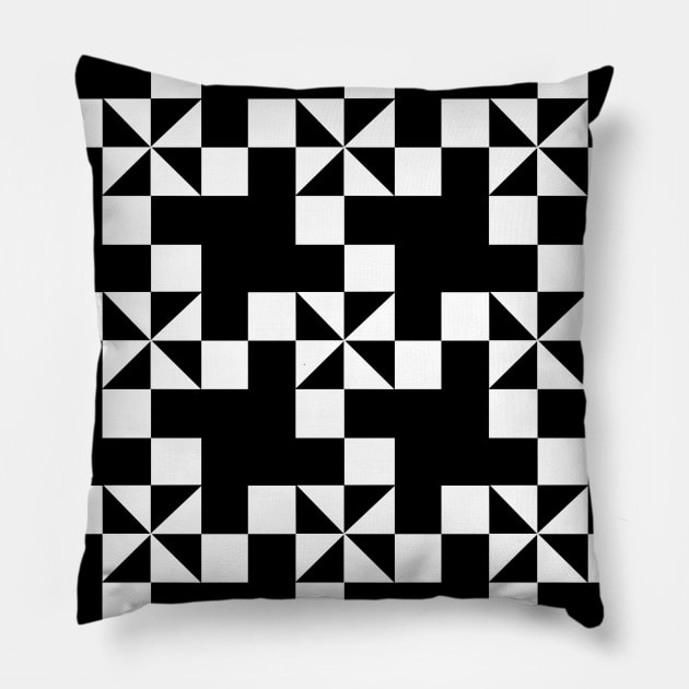 Whirligig Patchwork Pattern Pillow by Nuletto