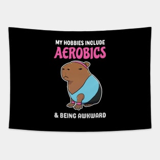 My hobbies include Aerobics and being awkward cartoon Capybara Tapestry