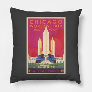 Chicagos world fair 1933 vintager retro poster art Pillow