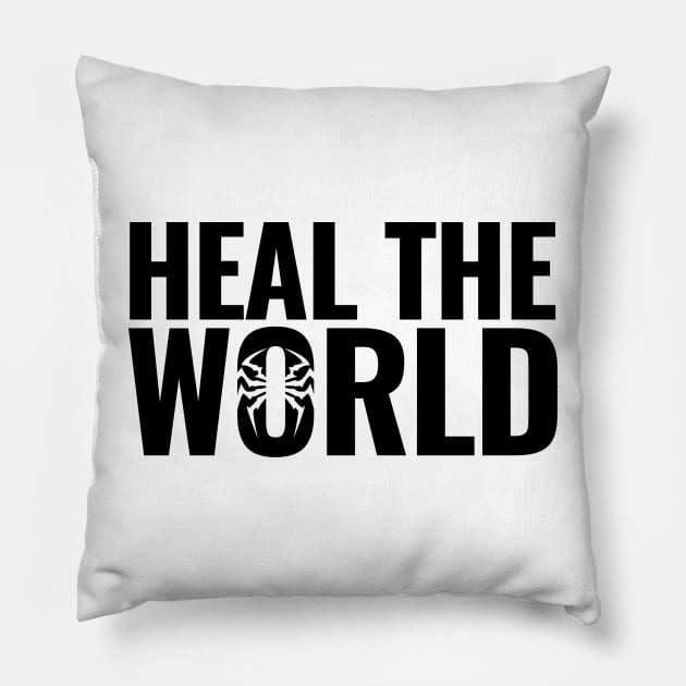 Heal The World (black) Pillow by iSymbiote