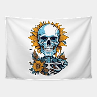 Sun Flower Gardening Skull Tapestry