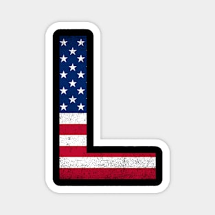 Vintage Letter L Capital Alphabet L American Flag Magnet