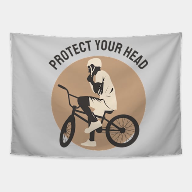 Bmx Protect Your Head Tapestry by Hashop