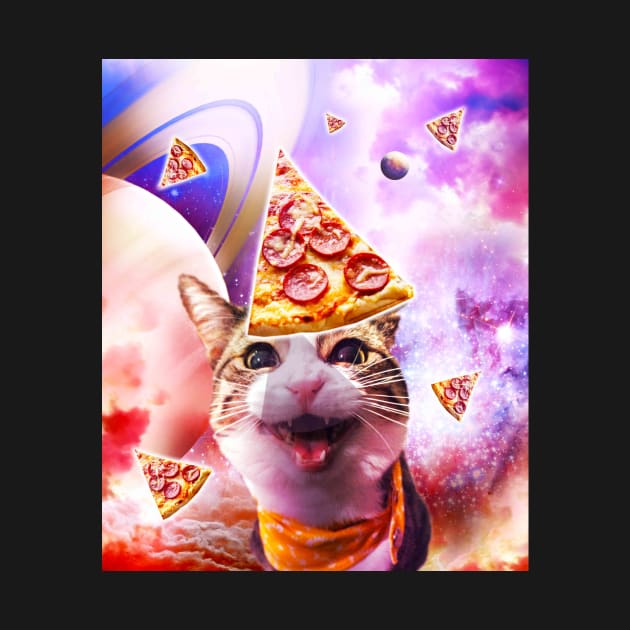 Space Galaxy Cat With Pizza by Random Galaxy