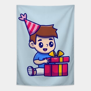 Cute Boy Open Birthday Gift Tapestry