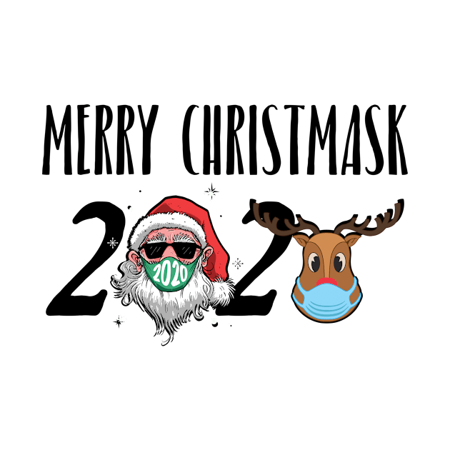 Merry Christmask 2020 Christmas Santa Reindeer Face Mask by gillys