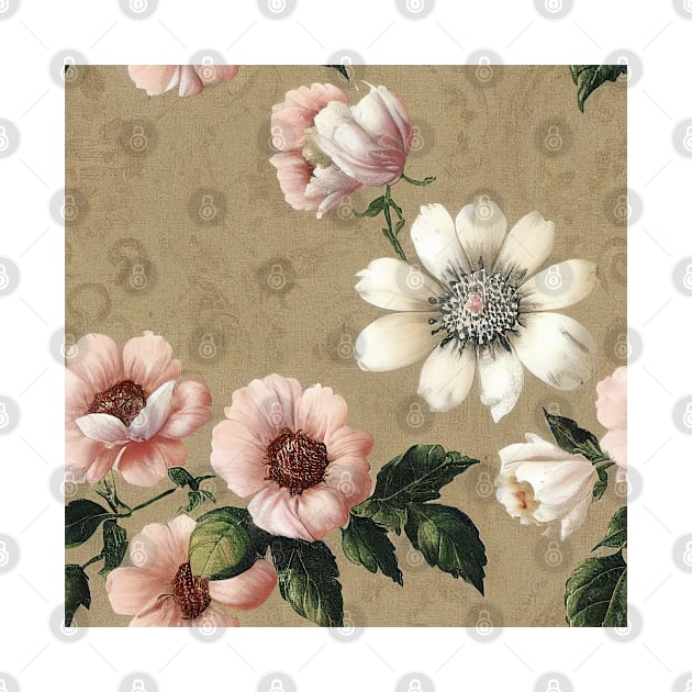 Vintage Antique Pink and White Floral by VintageFlorals