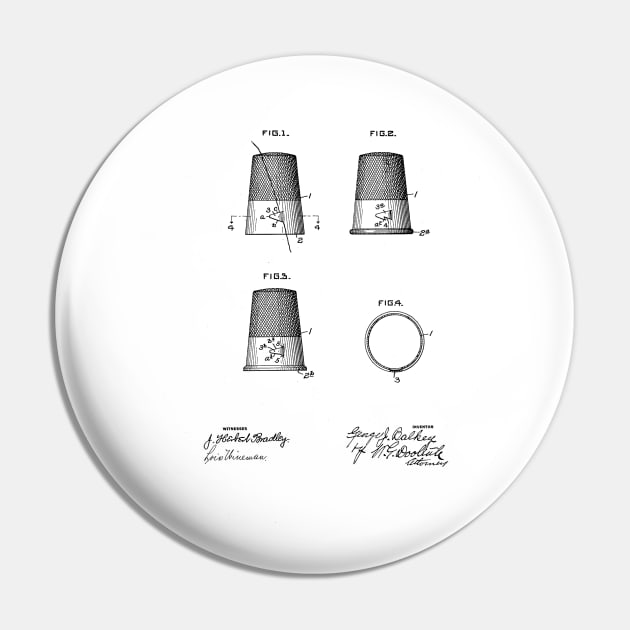 Thimble Vintage Patent Drawing Pin by TheYoungDesigns