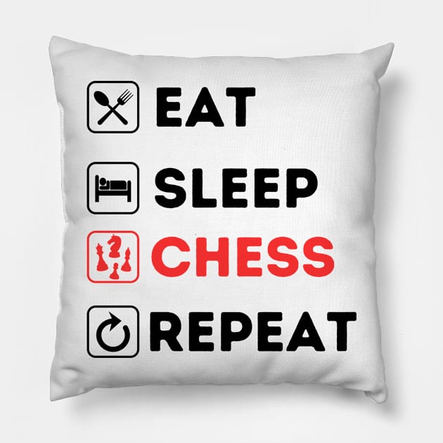 Eat Sleep CHESS Repeat Pillow by Qurax