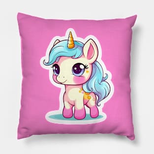 cute Kawaii Unicorn sticker Pillow