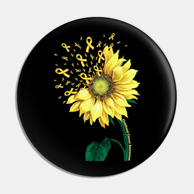 CHILDHOOD CANCER AWARENESS Sunflower Yellow Ribbon Fighter Gift Pin by StevenPeacock68