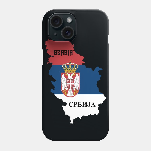 Serbia flag and map Phone Case by Travellers