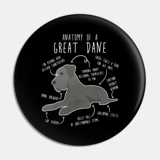 Blue Great Dane Dog Anatomy Pin