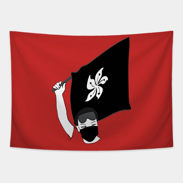 Hong Kong Protests, Stop Killing us, the protester raises the flag Tapestry by YourGoods