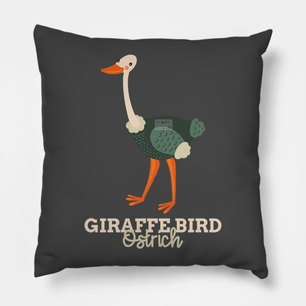 Funny Animal Name Meme Giraffe Bird OSTRICH Pillow by porcodiseno