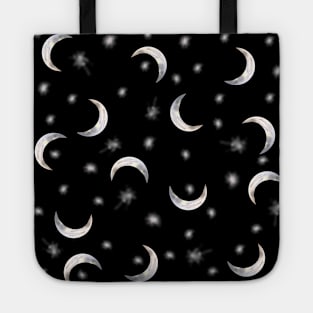 Crescent Moons and Stars - Black Tote
