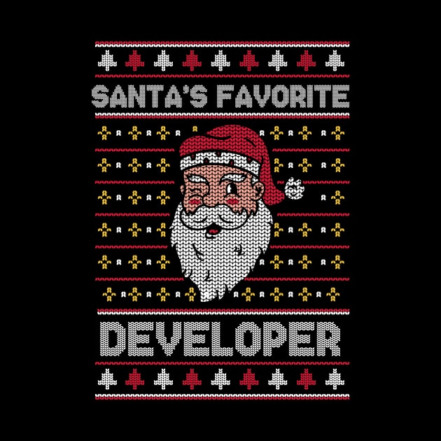 Santa's Favorite Developer // Funny Ugly Christmas Sweater // Developer Holiday Xmas by Now Boarding