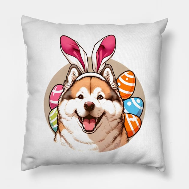 Kishu Ken Wears Bunny Ears for Easter Fun Pillow by ArtRUs