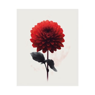 Red Dahlia Bloom - Elegant Floral Art T-Shirt